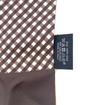 Grade Hermes Chaine D'ancre Scarf Reversible Chain Pattern Checkered Orange X