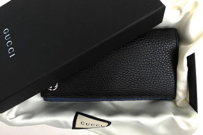 Gucci Long Wallet Men Leather Genuine Black 610467 Cao2n 1040 Interlocking G