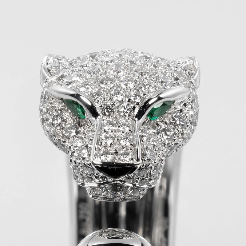 Cartier Panthère 18kwhite Gold × Diamonds × Emerald #18 Ladies 15.94g Ring
