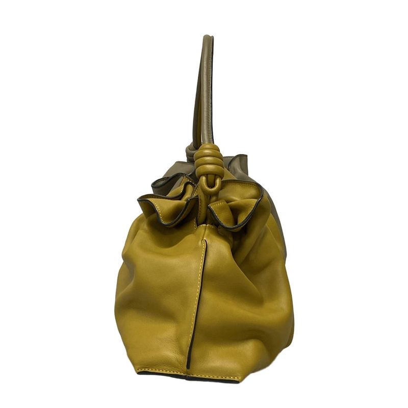 Loewe Tote Bag Flamenco A411fcdx02 Dark Yellow×gray Leather