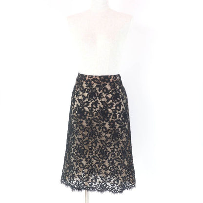 CHANEL P64618v60643 100% Silk Lined Full Lace Skirt With Lion Hardware Black 38