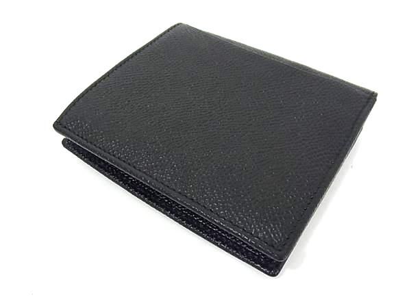 Bvlgari Leather Bifold Wallet Coin Purse Billfold Card Holder Men's Black