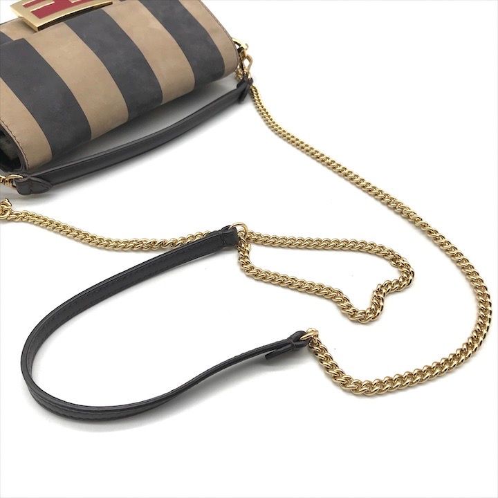 Fendi Mini Bucket Pecan 2-Way Chain Shoulder Bag Hand Leather Brown