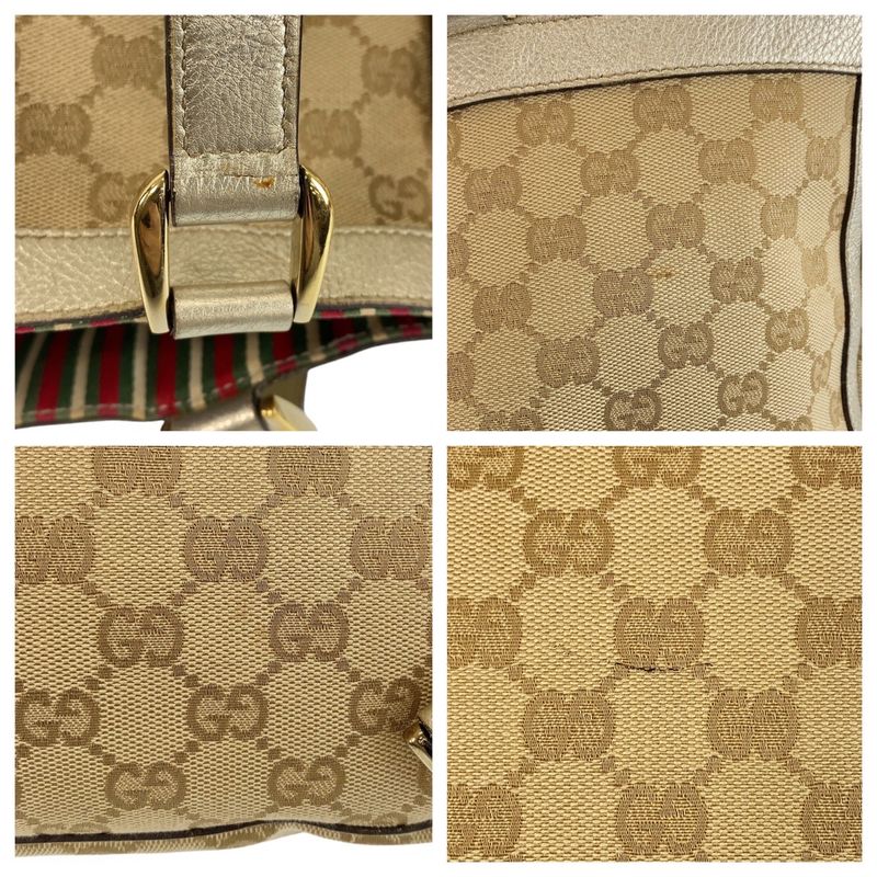 Gucci Abby Beige Gold Hardware GG Canvas/leather 141472 Tote Bag Shoulder Bag