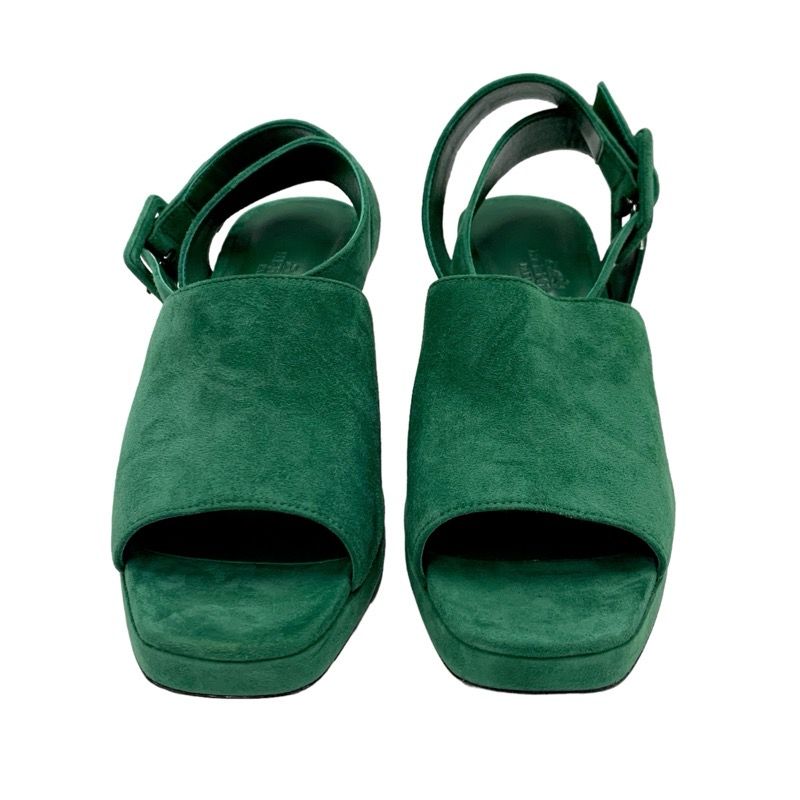 Hermes Flirt60 Sandals Shoes Suede Green