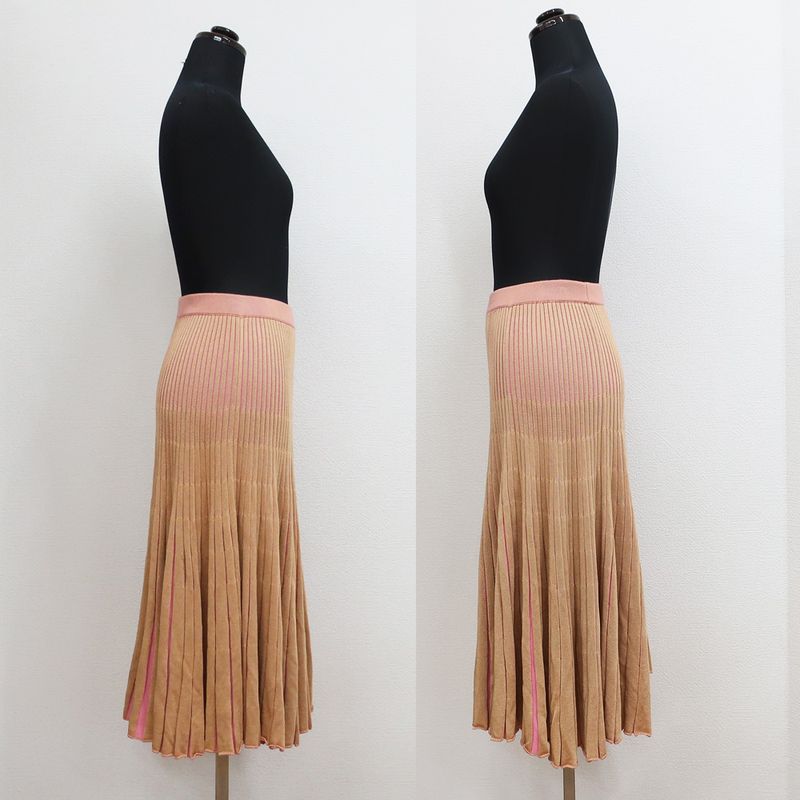 Gucci Skirt Beige X Pink Notation Size S Waist Togo Mug Rayon Cotton