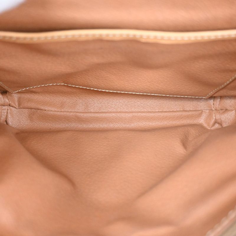 Celine Shoulder Bag Macadam Pattern Beige Leather 68ka750