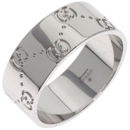 Gucci GG Icon Wide #27 Ring 18K White Gold Men's