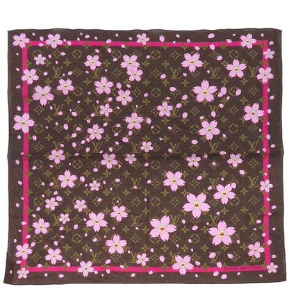 Louis Vuitton Scarf LV × Tm Carré Cherry Blossom Cotton Maroon Brown Pink