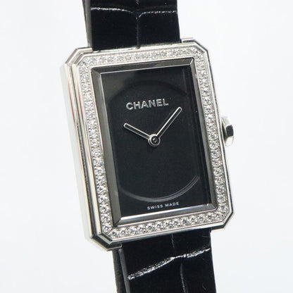 Chanel Boyfriend H6586 Black Diamond Bezel SS Leather Quartz Ladies