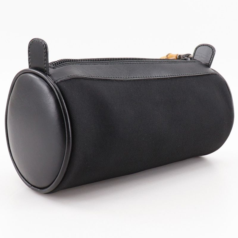 Gucci Bamboo Nylon Canvas Black Unisex Pouch