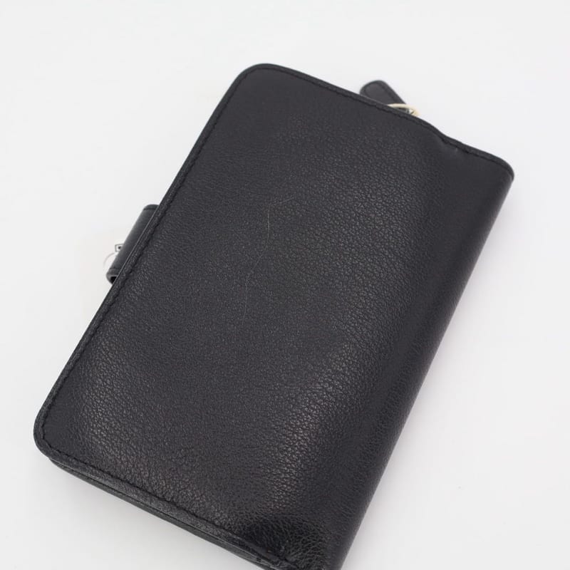 Chanel Camellia Bifold Wallet Leather Black