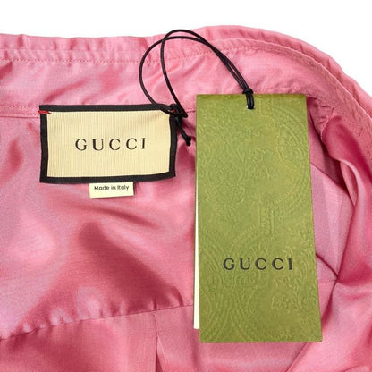 Gucci Long Sleeve Acetate Cotton Shirt 723821 Zac30 46 Size Pink Gucci