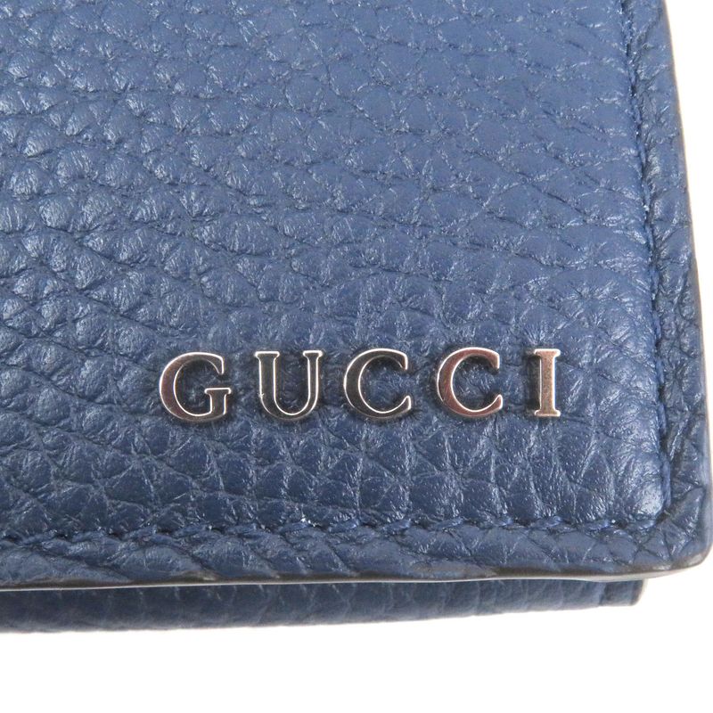 Gucci 771152 Logo Silver Hardware Bifold Leather Card Case Business Card Holder