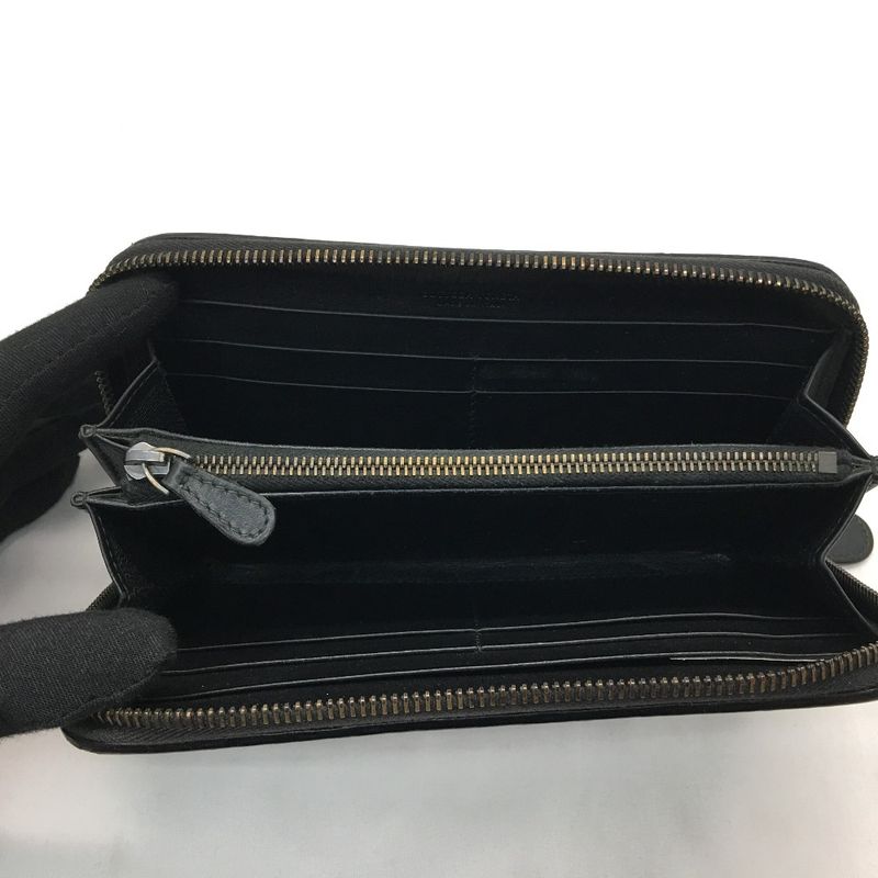 Bottega Veneta Men's Long Wallet Intrecciato Round Zipper 114076 Black