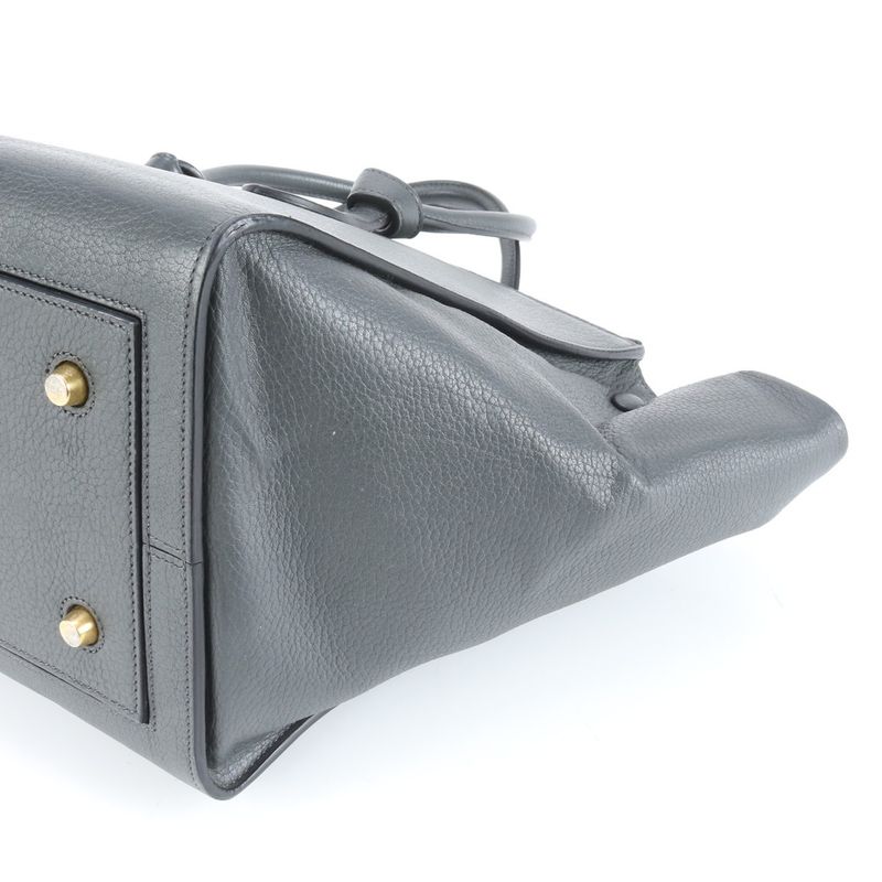 Celine Tie Bag Leather Tote Bag Shoulder Hand Gray Women's ERE Cw53-2