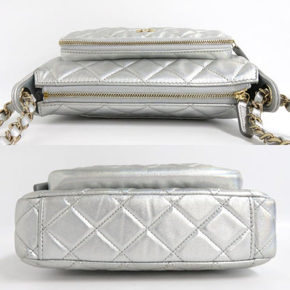 Chanel Chain Clutch Bag Iridescent Metallic Lambskin Silver - Ap4349