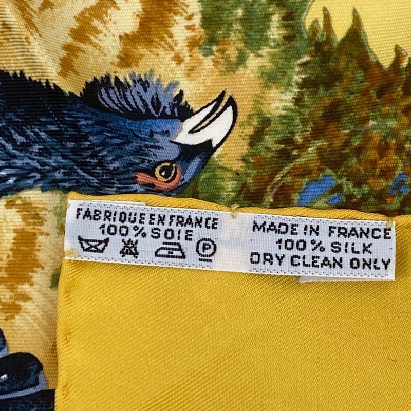 Hermes Carre 90 LES Quatre Saisons Four Seasons Brown Animal Floral Scarf Silk