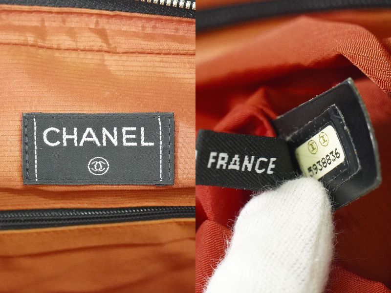 Authentic Chanel Logo Pattern Chain Shoulder Bag Tote Bag Canvas Beige Bag