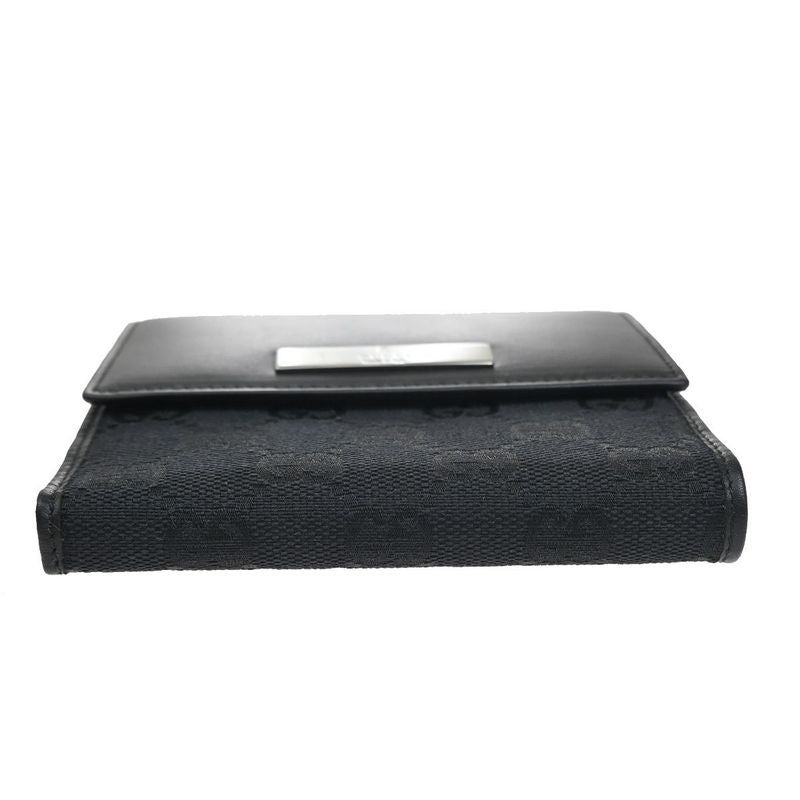 Gucci Wallet GG Bifold Wallet Black Canvas Leather 35ka628