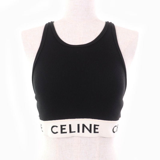 Celine 2a68l372n Athlete Bra / Mesh Logo Design Ascuff Tick Knit Black / Cream