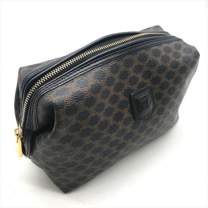 Celine Black Macadam Triomphe Leather Second Pouch Case Brown