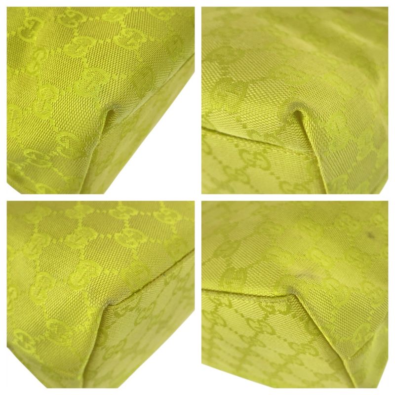 Gucci Yellow Beige Silver Hardware GG Canvas/leather 001 3386 Shoulder Bag