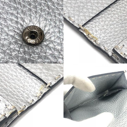 Fendi Card Case Selleria Leather Silver