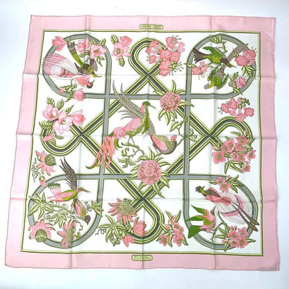 Hermes Scarf Silk Carre 90 Caraibes Caribbean Bird Pink