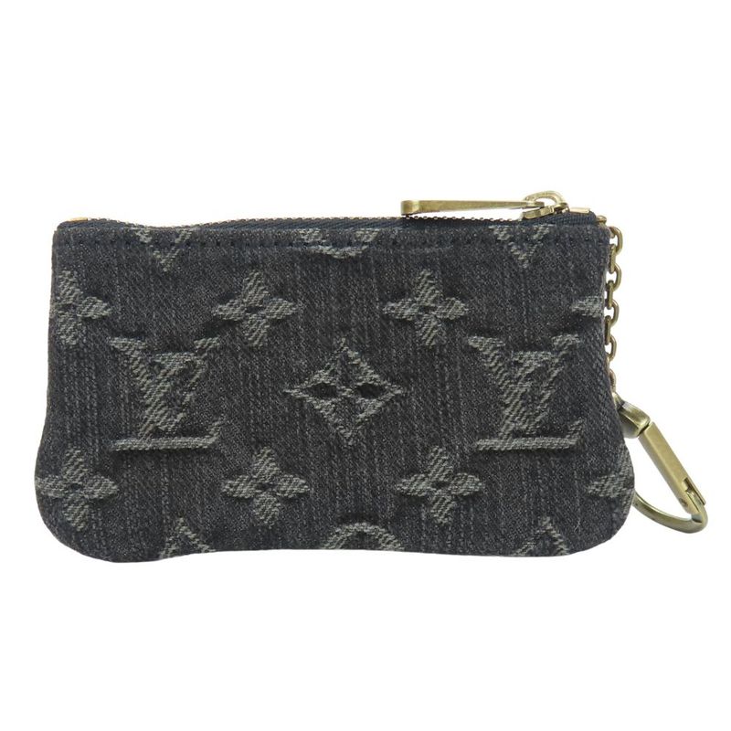 Louis Vuitton Coin Case Pochette Cles M95616 Monogram Denim Gray Black Gold