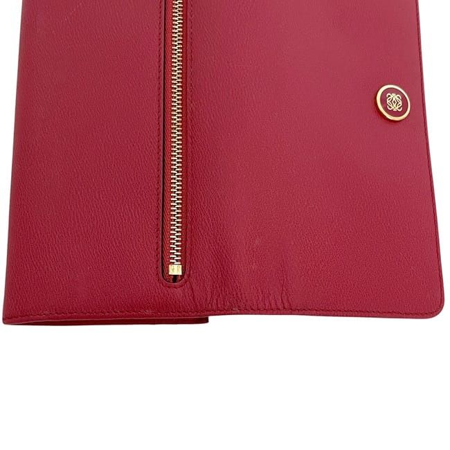 Loewe Foldable Long Wallet Continental Wallet Red Anagram Excellent Condition