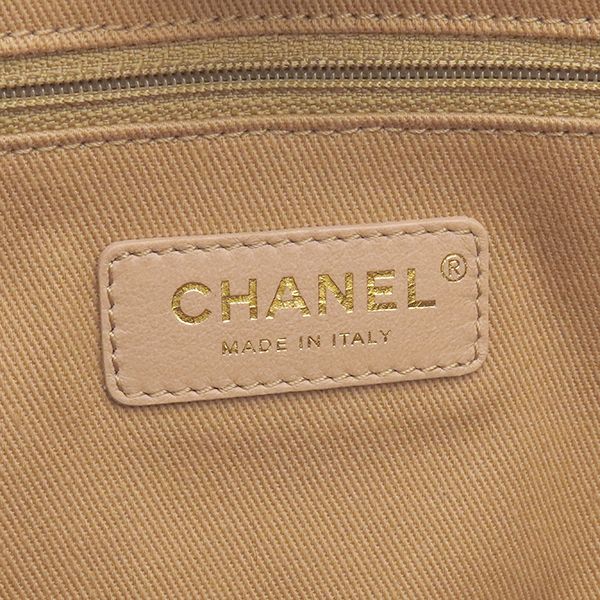 Chanel Deauville Tote MM Fabric Leather Besh Gold Hardware Shoulder Bag Chain