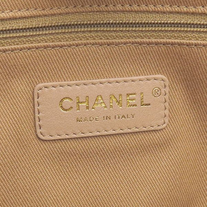Chanel Deauville Tote MM Fabric Leather Besh Gold Hardware Shoulder Bag Chain