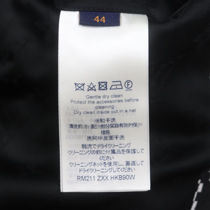  Louis Vuitton Hkb90w Damier Hooded Zip-up Jacket Black White 44 Made In Italy