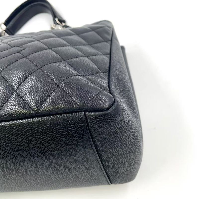 Chanel GST Tote Bag Matelasse 13th Caviar Skin Black Shoulder Bag Silver