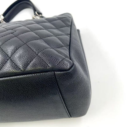 Chanel GST Tote Bag Matelasse 13th Caviar Skin Black Shoulder Bag Silver