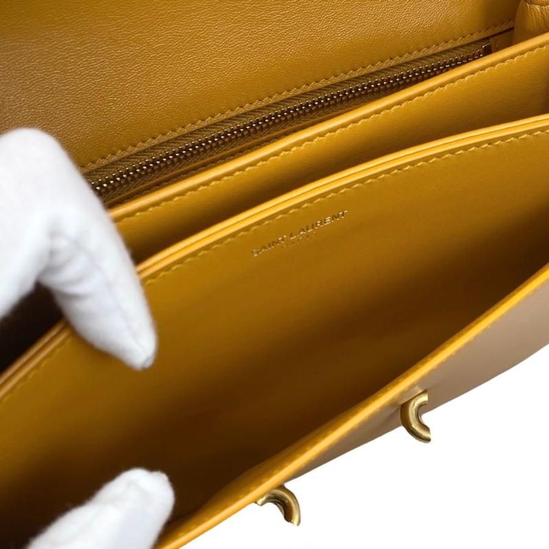 Saint Laurent Shoulder Bag Mayon Satchel 649795 Leather Orange Gold Hardware