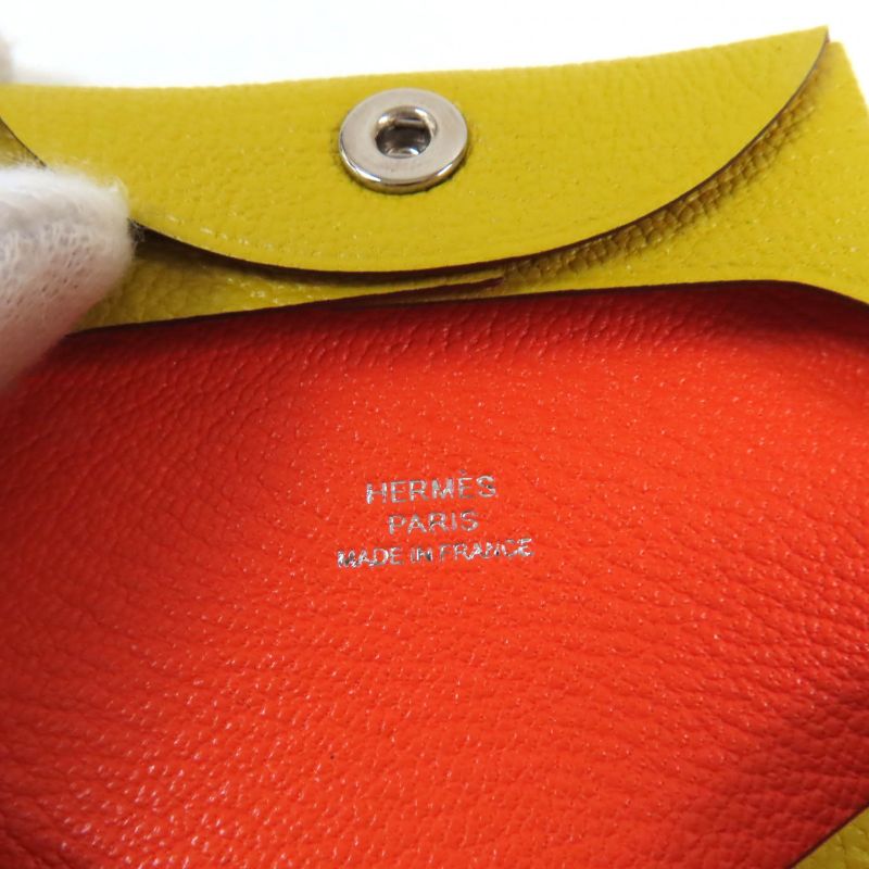 Hermes Bastia Verso Cumin Orange Minian Chevre Coin Case With W Engraved Box