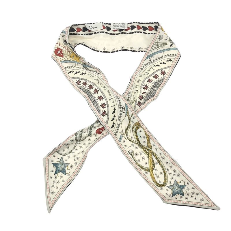 Dior Mizza Silk Scarf Circle of Fate White