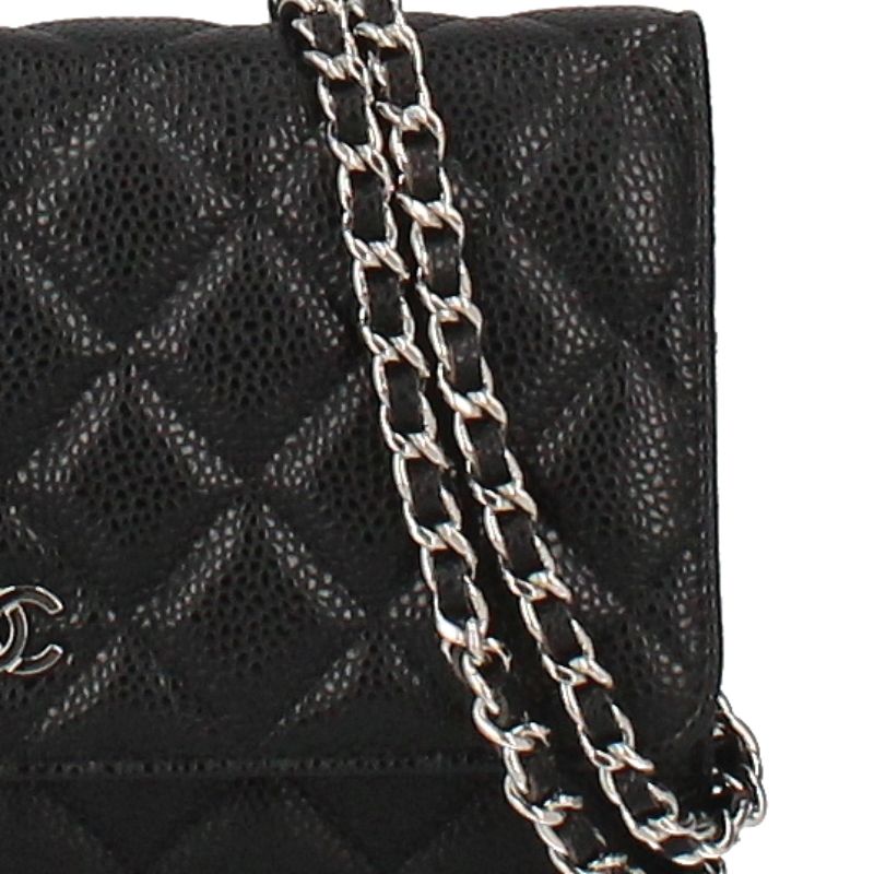 Chanel Matelasse Chain Wallet Ap0250 Caviar Skin Ladies Shoulder Bag Black