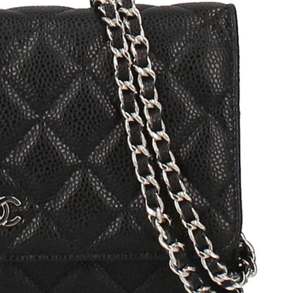 Chanel Matelasse Chain Wallet Ap0250 Caviar Skin Ladies Shoulder Bag Black