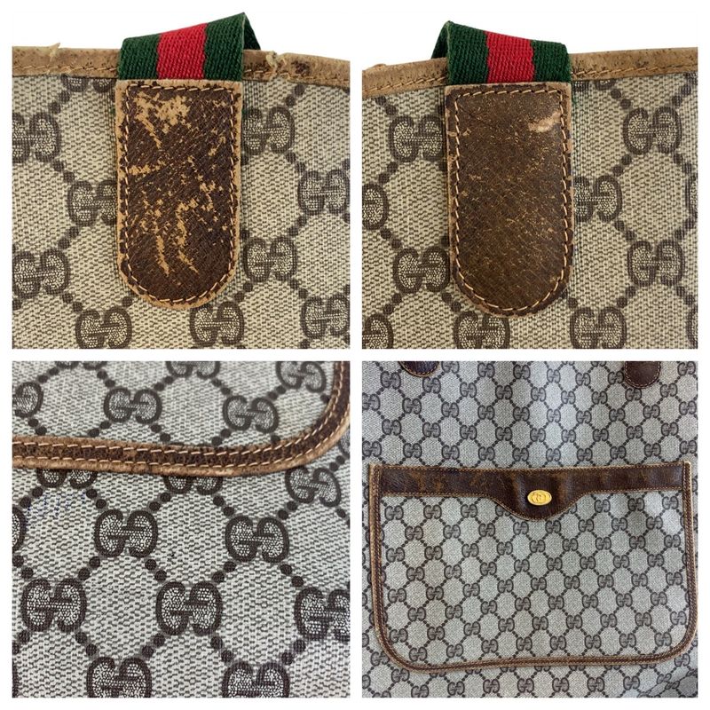 Gucci Vintage Sherry Line Old Gucci GG Supreme Canvas Tote Bag Shoulder Bag