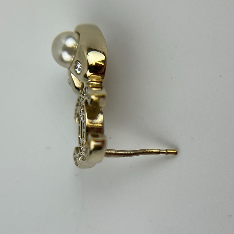 Chanel Coco Mark Accessories Earrings Silver White Jade Heart B19B Vintage