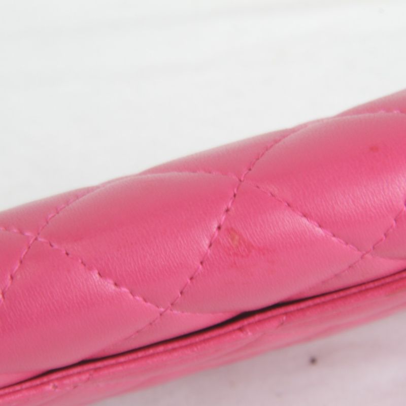 Chanel Timeless Classic Card/boxed Bifold Wallet Pink Leather
