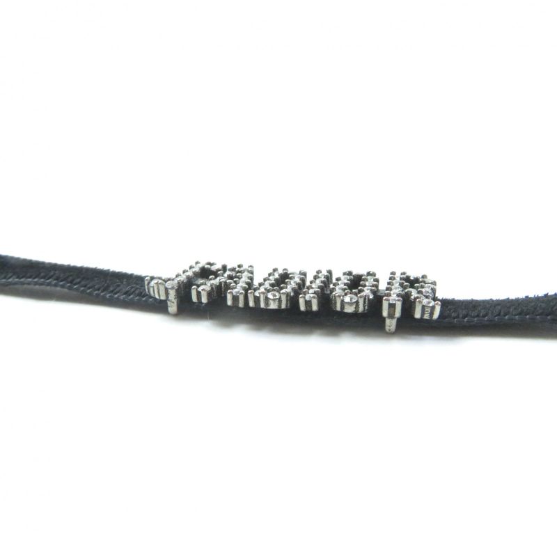 Christian DIOR J'aDIOR Rhinestone Logo Velour Choker With Logo Hardware Black