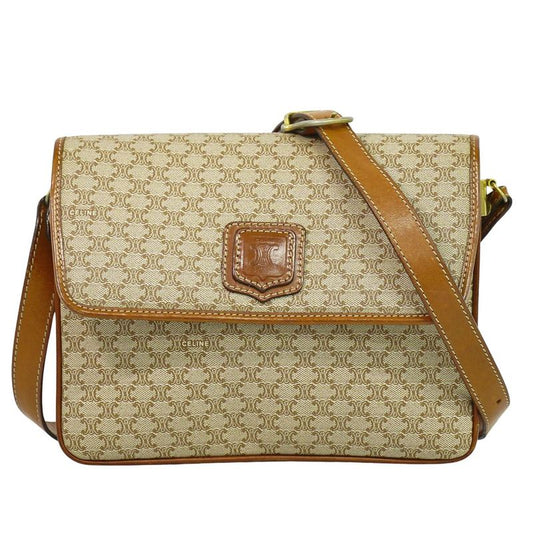 Authentic Celine Macadam Shoulder Bag Pochette PVC Beige Macadam Bag Pre-owned