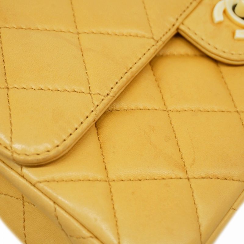 Chanel Shoulder Bag Matelasse Lambskin Beige Gold Hardware Women