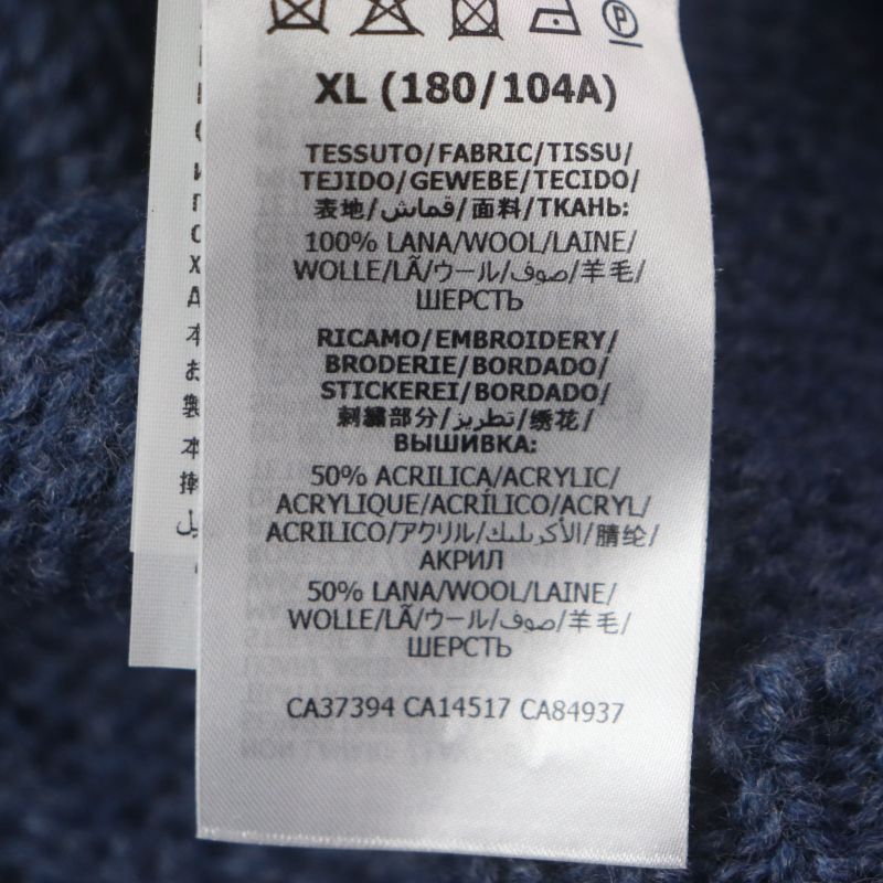  Gucci 636327 100% Wool GG Embroidery Embroidered Crew Neck Knit Sweater Navy