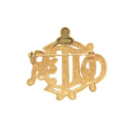 Christian Dior Emblem Metal Gold Brooch 0637 Christian Dior