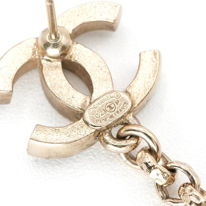 Chanel Earrings Earring Gold Black Coco Mark Heart Rhinestone